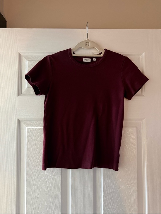 Babaton Tops - Babaton Cotton Crewneck Tee - Burgundy Small